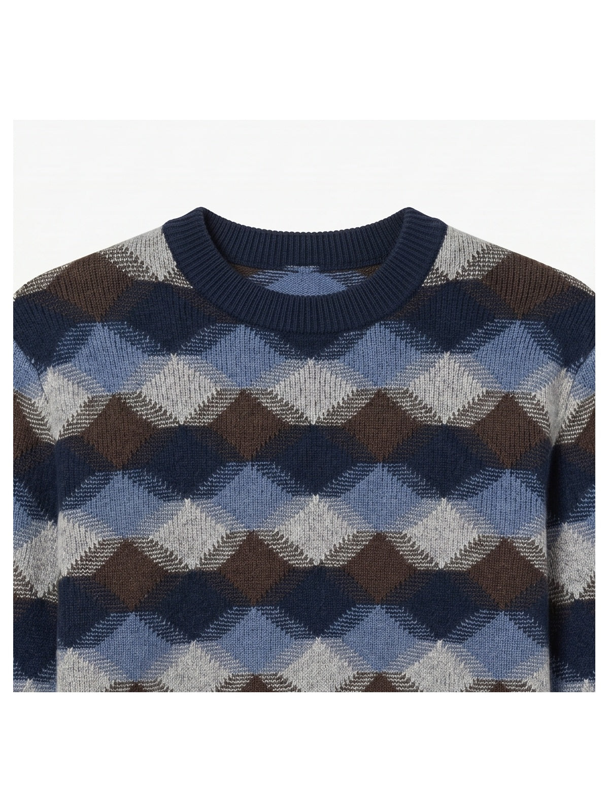 ZHILIFS | Men's Patterned Crew Neck Pullover — Blue