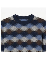 ZHILIFS | Men's Patterned Crew Neck Pullover — Blue