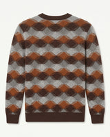 ZHILIFS | Men's Patterned Crew Neck Pullover — Brown