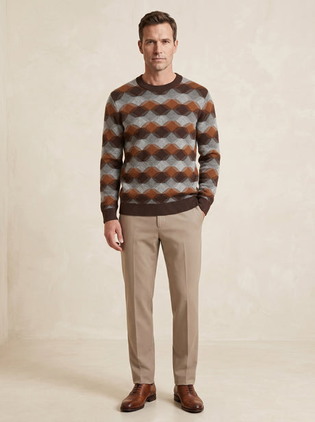 ZHILIFS | Men's Patterned Crew Neck Pullover