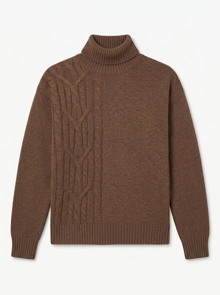 ZHILIFS | Men's Brown Mock Neck Pullover alternate view