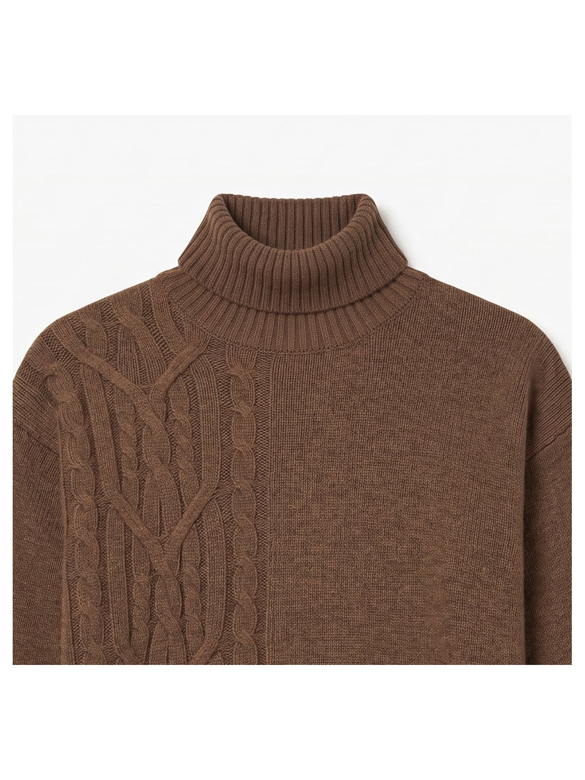 ZHILIFS | Men's Brown Mock Neck Pullover — Brown