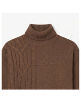 ZHILIFS | Men's Brown Mock Neck Pullover — Brown