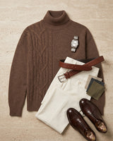 ZHILIFS | Men's Brown Mock Neck Pullover — Brown
