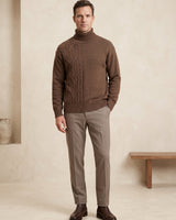 ZHILIFS | Men's Brown Mock Neck Pullover — Brown