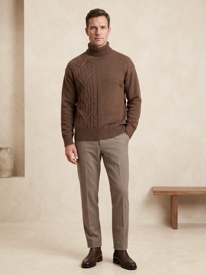 ZHILIFS | Men's Brown Mock Neck Pullover candidate collection image