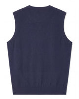 Fine Knit V-Neck Vest — Blue