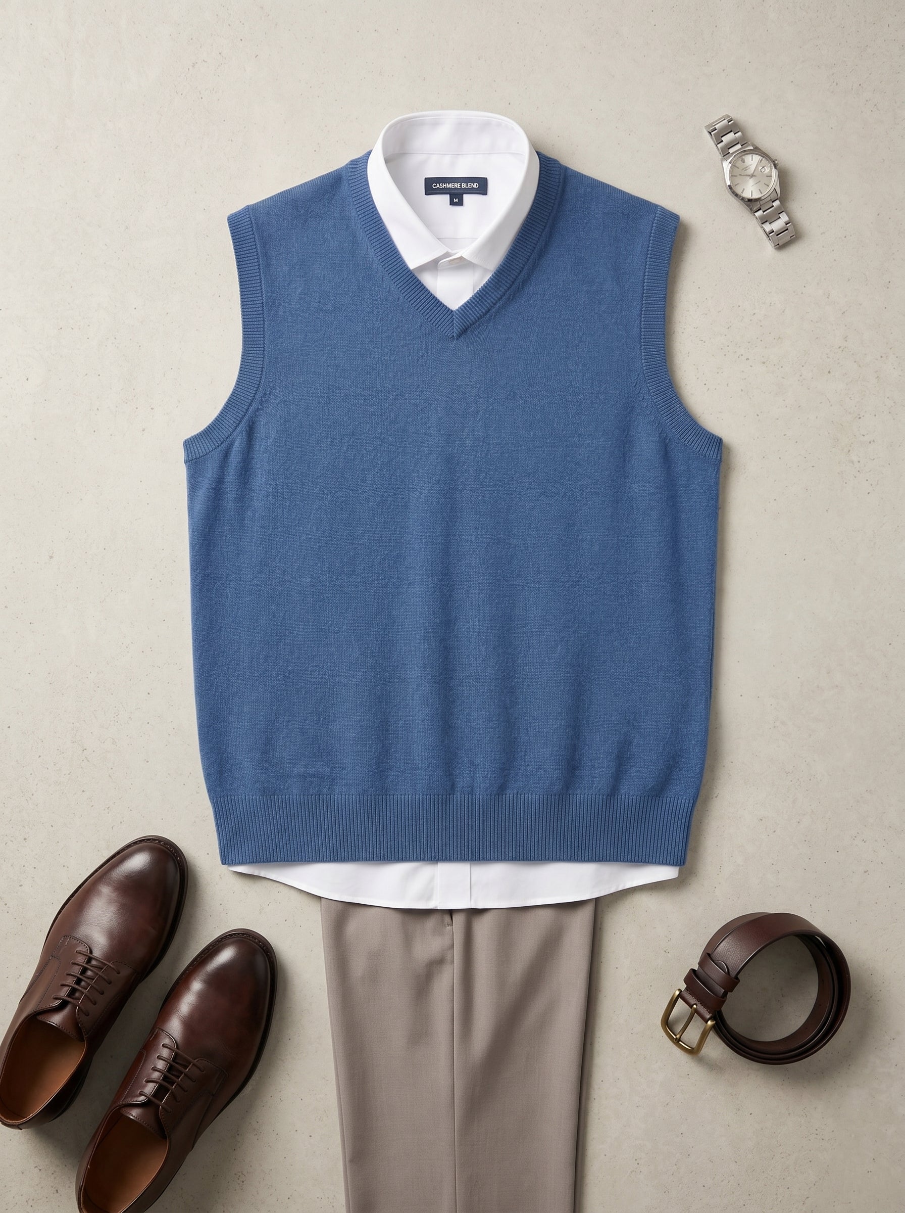 ZHILIFS | Men's V-Neck Sweater Vest — Blue