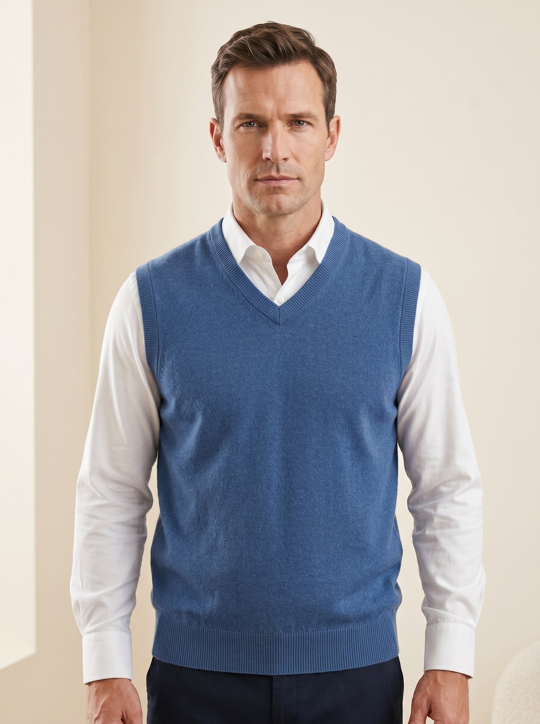 ZHILIFS | Men's V-Neck Sweater Vest — Blue