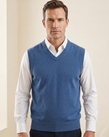 ZHILIFS | Men's V-Neck Sweater Vest — Blue