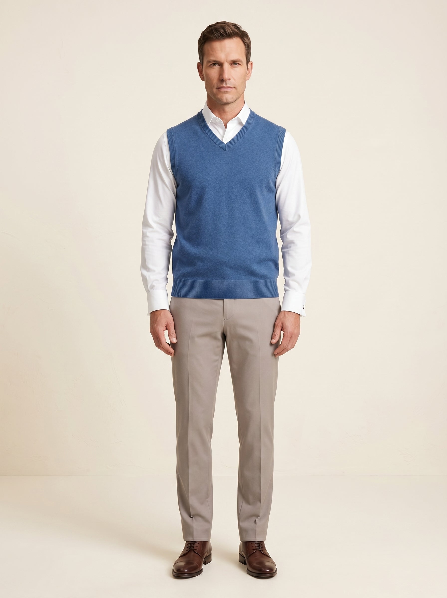 ZHILIFS | Men's V-Neck Sweater Vest — Blue