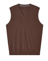 Fine Knit V-Neck Vest — Bronze