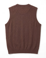 Fine Knit V-Neck Vest — Bronze