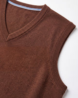 Fine Knit V-Neck Vest — Bronze