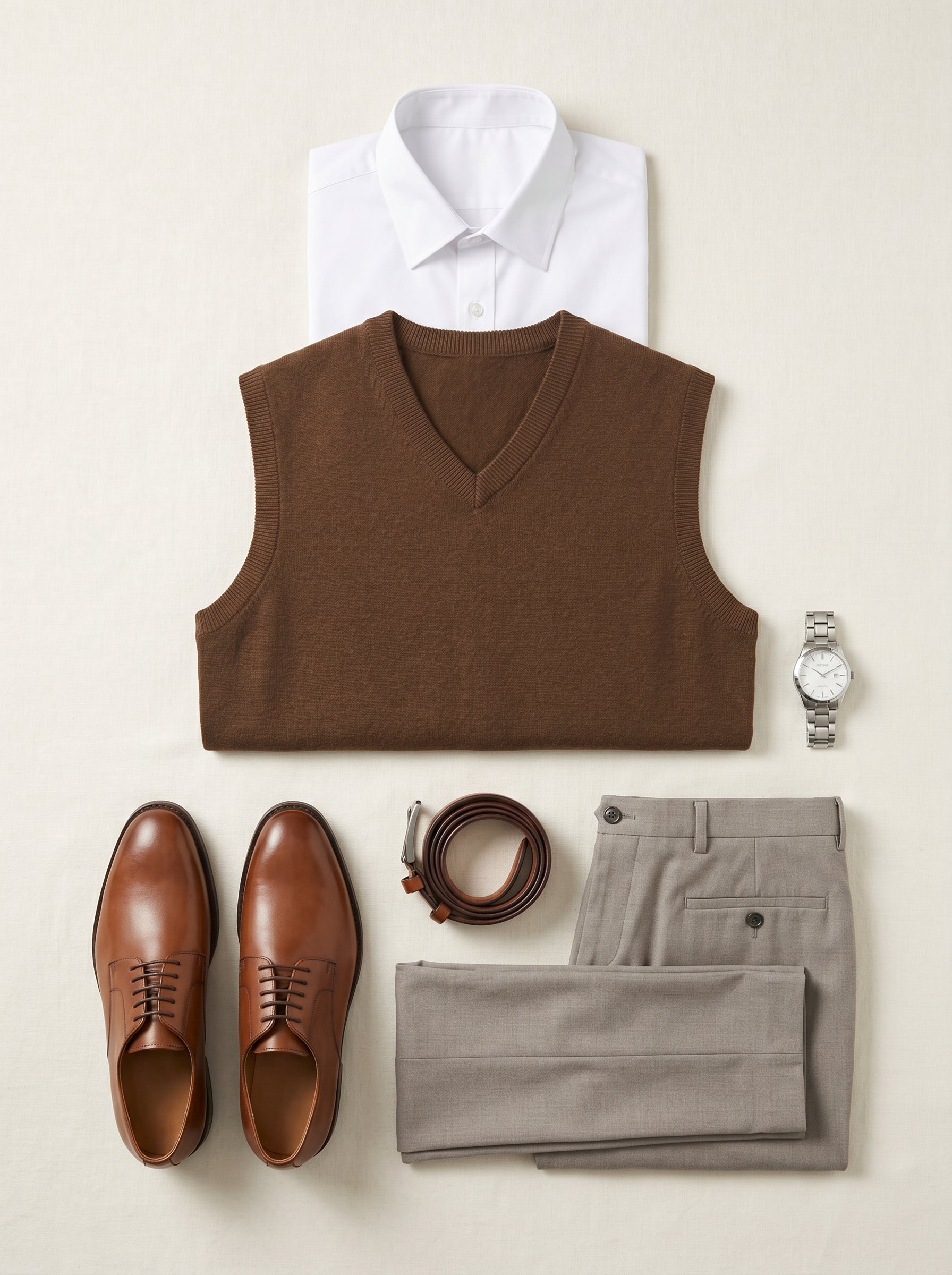 ZHILIFS | Men's V-Neck Sweater Vest — Bronze