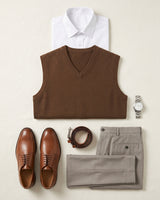 ZHILIFS | Men's V-Neck Sweater Vest — Bronze