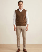 ZHILIFS | Men's V-Neck Sweater Vest — Bronze