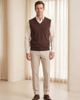 Fine Knit V-Neck Vest — Bronze