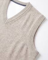 Fine Knit V-Neck Vest — Brown