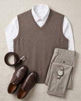 ZHILIFS | Men's V-Neck Sweater Vest — Brown