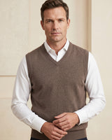 ZHILIFS | Men's V-Neck Sweater Vest — Brown