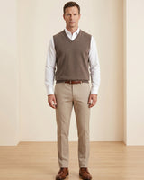ZHILIFS | Men's V-Neck Sweater Vest — Brown