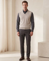 Fine Knit V-Neck Vest — Brown