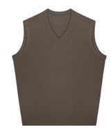 Fine Knit V-Neck Vest — Camel