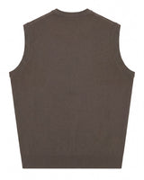 Fine Knit V-Neck Vest — Camel