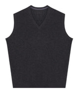 Fine Knit V-Neck Vest — Dark grey