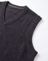 Fine Knit V-Neck Vest — Dark grey
