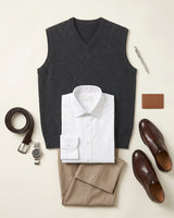 ZHILIFS | Men's V-Neck Sweater Vest — Dark grey