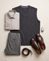 Fine Knit V-Neck Vest — Dark grey