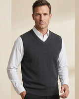 ZHILIFS | Men's V-Neck Sweater Vest — Dark grey