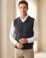 Fine Knit V-Neck Vest — Dark grey