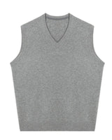 Fine Knit V-Neck Vest — Grey