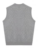 Fine Knit V-Neck Vest — Grey
