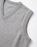 Fine Knit V-Neck Vest — Grey