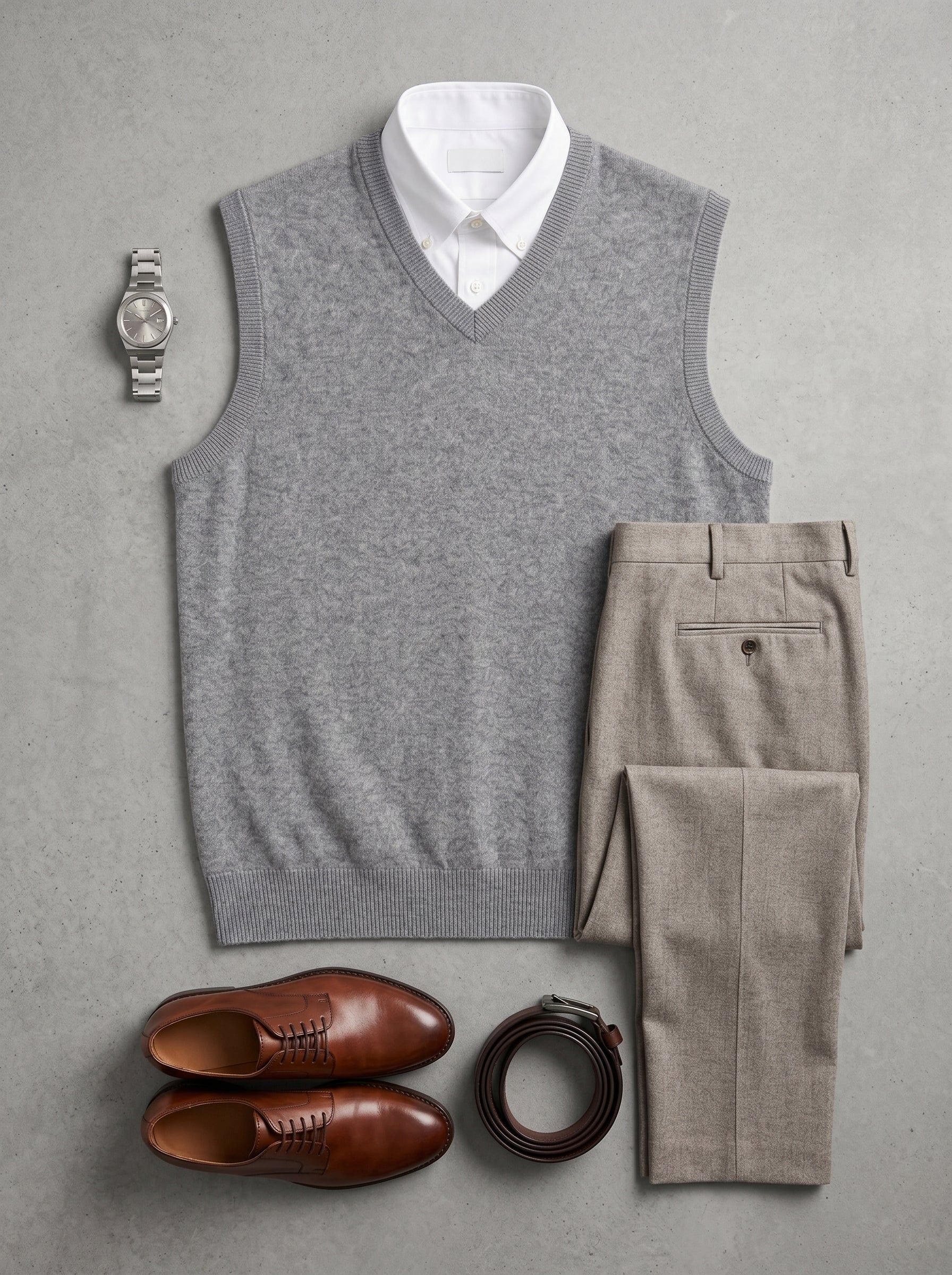 ZHILIFS | Men's V-Neck Sweater Vest — Grey