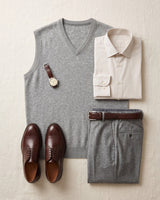 Fine Knit V-Neck Vest — Grey