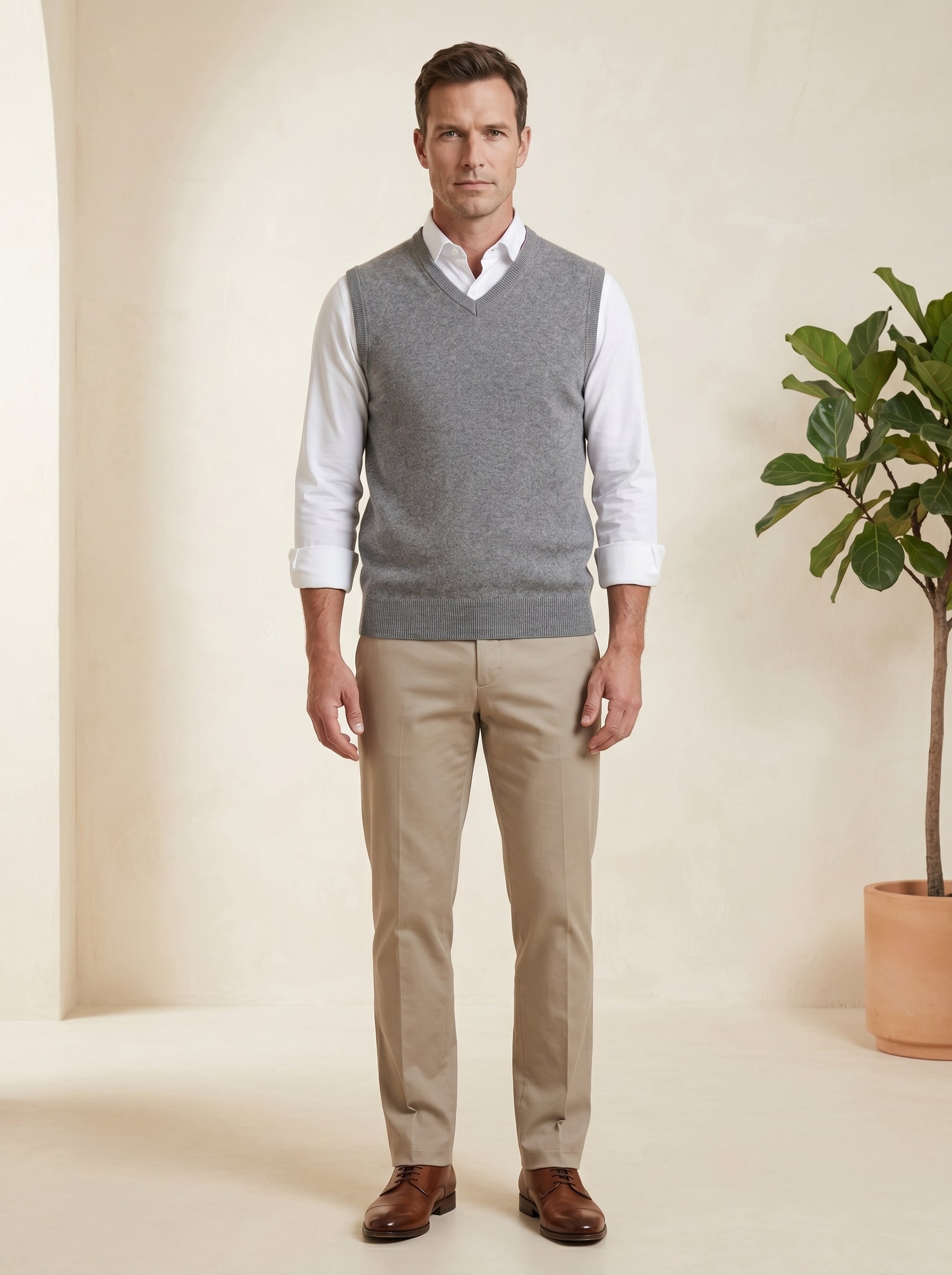 ZHILIFS | Men's V-Neck Sweater Vest — Grey