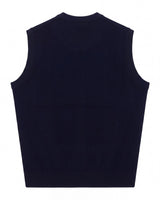 Fine Knit V-Neck Vest — Navy