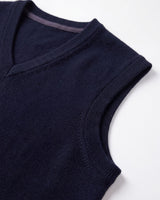 Fine Knit V-Neck Vest — Navy