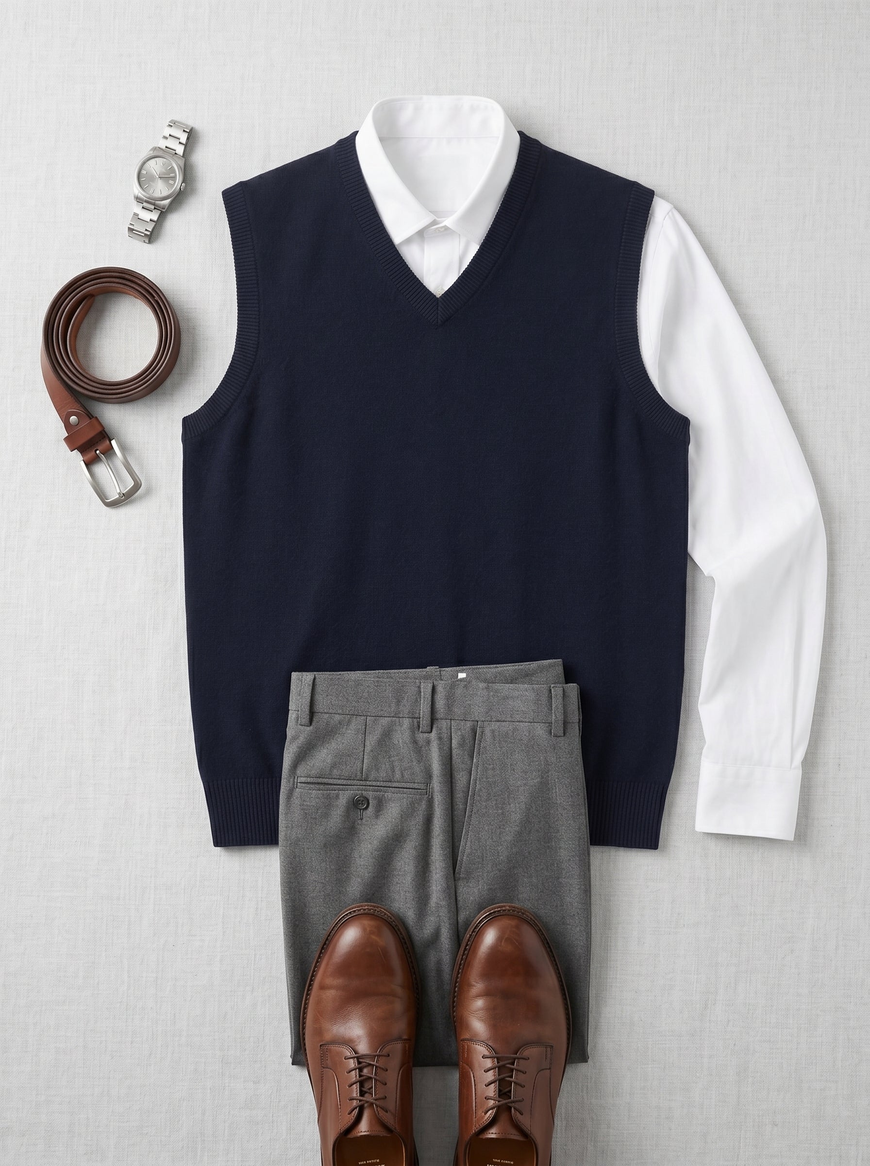 ZHILIFS | Men's V-Neck Sweater Vest — Navy