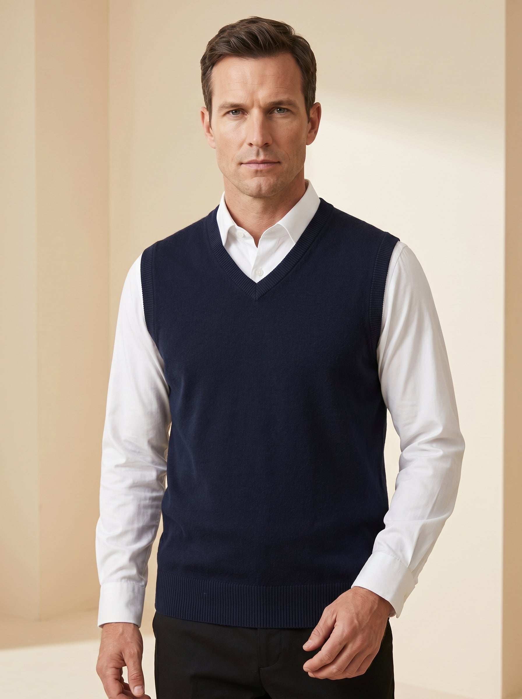 ZHILIFS | Men's V-Neck Sweater Vest — Navy