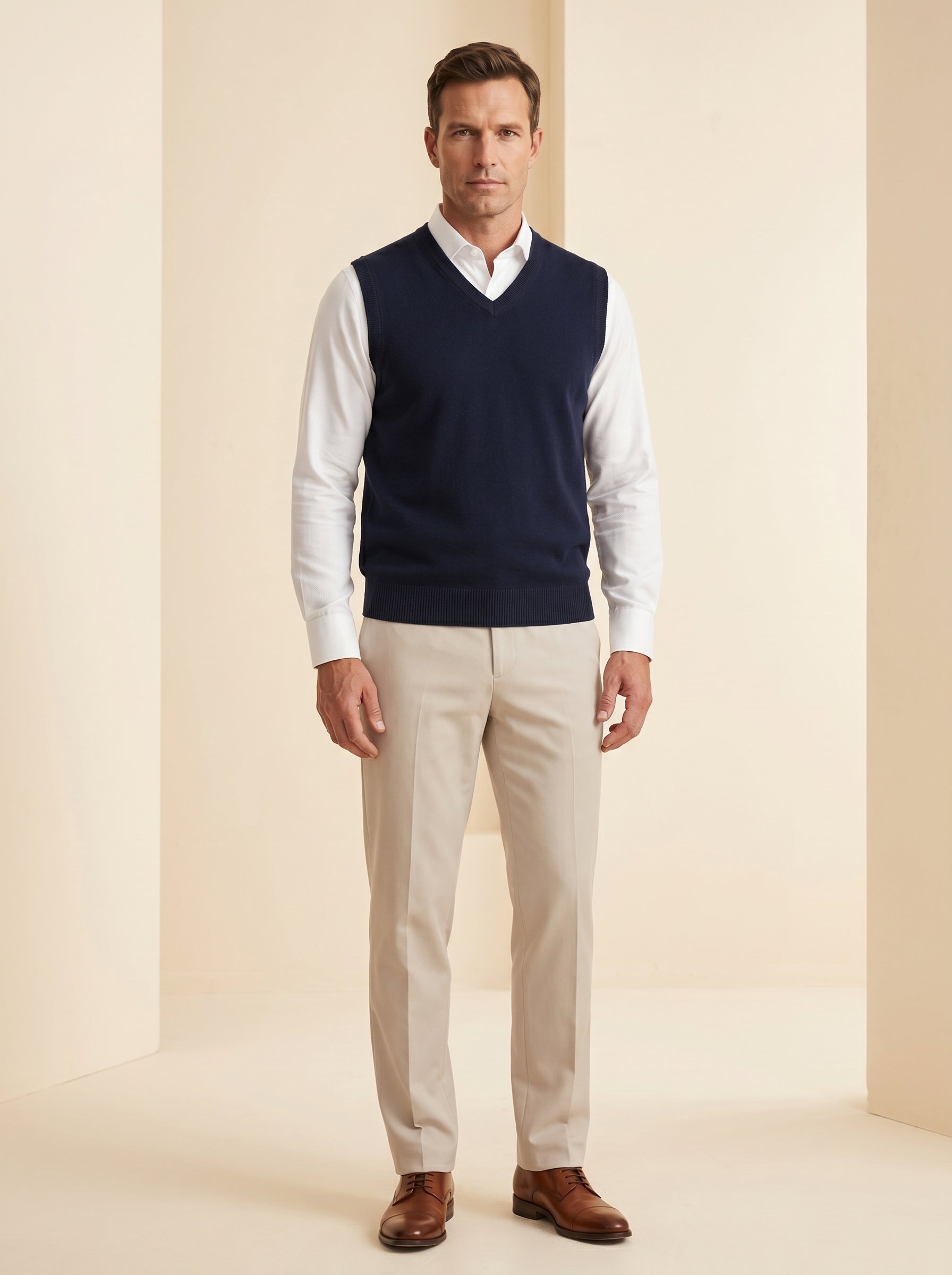 ZHILIFS | Men's V-Neck Sweater Vest — Navy