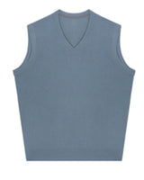 Fine Knit V-Neck Vest — Sky blue