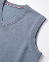 Fine Knit V-Neck Vest — Sky blue