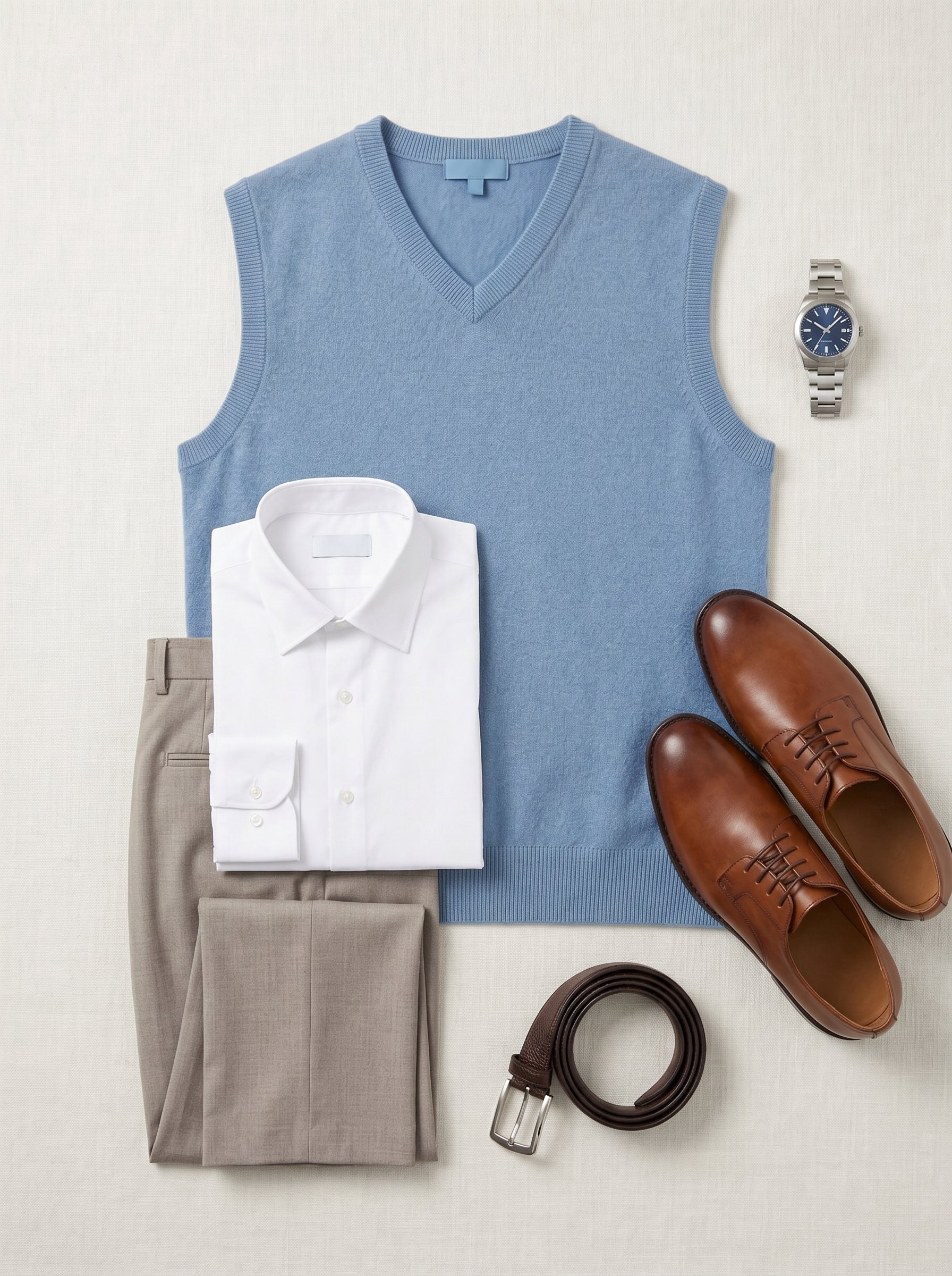ZHILIFS | Men's V-Neck Sweater Vest — Sky blue