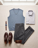 Fine Knit V-Neck Vest — Sky blue
